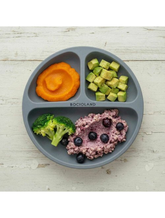 Farfurie compartimentata, Bocioland, Rotunda, Cu 3 compartimente, Fara BPA, 6-36 luni, Dark grey [2]