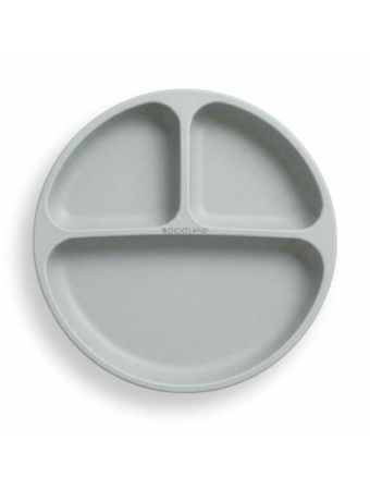 Cani , farfurii , tacamuri - Farfurie compartimentata, Bocioland, Rotunda, Cu 3 compartimente, Fara BPA, 6-36 luni, Gray