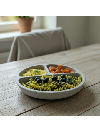 Farfurie compartimentata, Bocioland, Rotunda, Cu 3 compartimente, Fara BPA, 6-36 luni, Gray [6]