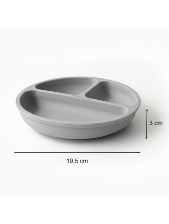 Farfurie compartimentata, Bocioland, Rotunda, Cu 3 compartimente, Fara BPA, 6-36 luni, Gray [9]
