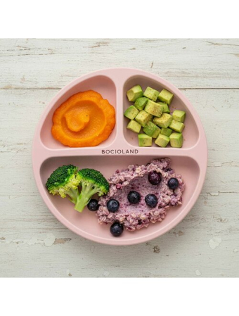 Farfurie compartimentata, Bocioland, Rotunda, Cu 3 compartimente, Fara BPA, 6-36 luni, Pink [3]