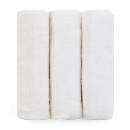 Feedo - Set 3 scutece din muselina, Multifunctionale, Din bumbac certificat Oeko-Tex Standard 100, 68x68 cm, 0 luni+, Alb [1]