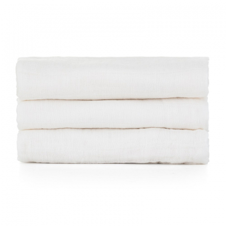 Feedo - Set 3 scutece din muselina, Multifunctionale, Din bumbac certificat Oeko-Tex Standard 100, 68x68 cm, 0 luni+, Alb [3]
