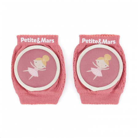 Bariere protectie pat - Genunchiere cu pernute, Petite&Mars, Cu elastic, Material respirabil, Stratul antiderapant, 13x10 cm, 6 luni+, Roz