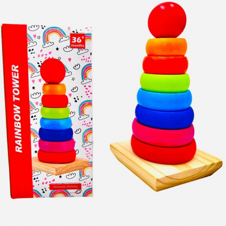 Joc de îndemânare RAINBOW TOWER , din lemn [1]