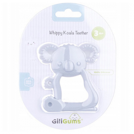 Jucarie de dentitie, Giligums, Koala, Pentru masajul gingiilor, Din silicon Fara BPA, 3 luni+, Gri [3]