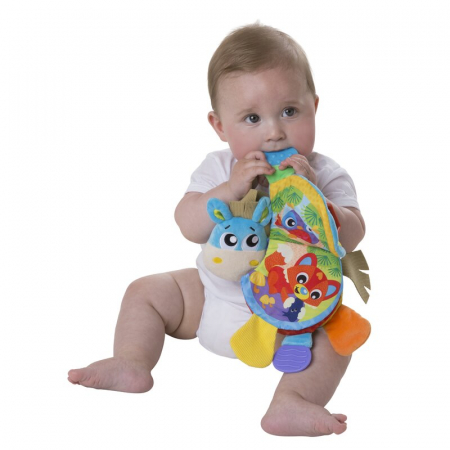 Jucarie din plus, Playgro, Clip Clop, Carticica tactila, Stimuleaza dezvoltarea senzoriala, Cu inele pentru dentitie, Cu diverse forme si texturi, 3 luni+, Musical Clip Clop Teether Book [9]