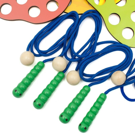 Jucarie Montessori de snuruit, Baby Mix, Dezvolta abilitatile motorii fine, a concentrarii si a rabdarii, Lemn si snur moale din bumbac, 36 luni+, Vegetables and Fruits [2]