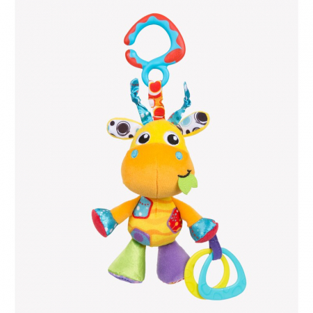 Carusele muzicale si lampi - Jucarie pentru carucior, scoica auto si patut, Jerry Giraffe Munchimal, 32 cm, Playgro