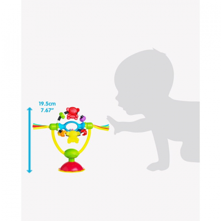 Jucarie pentru scaunul de masa, Cu ventuza, Cu activitati, Rotativa, High chair Spinning Toy, 19.5 cm, Playgro [4]