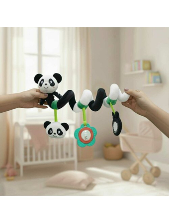 Jucarie spirala pentru patut si carucior, Bocioland, Multifunctionala, Panda [4]