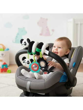 Jucarie spirala pentru patut si carucior, Bocioland, Multifunctionala, Panda [2]