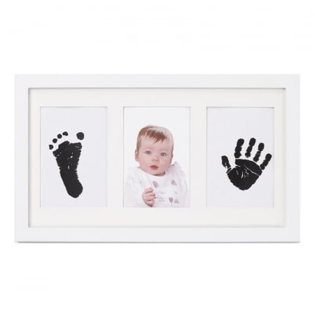 Kit rama foto tripla, Jane, Cu cerneala pentru manuta si piciorus, Non-toxic, White [4]