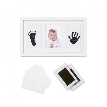 Kit rama foto tripla, Jane, Cu cerneala pentru manuta si piciorus, Non-toxic, White [1]