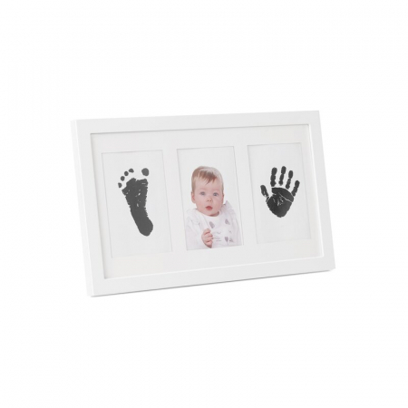Plastilina si modelare - Kit rama foto tripla, Jane, Cu cerneala pentru manuta si piciorus, Non-toxic, White