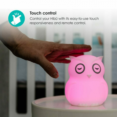 Lampa de veghe Bufnita, Hibu, Functionare pana la 10 ore, Cu telecomanda si cablu USB, Cu 9 culori diferite activate prin control Touch, Bbluv, White [12]