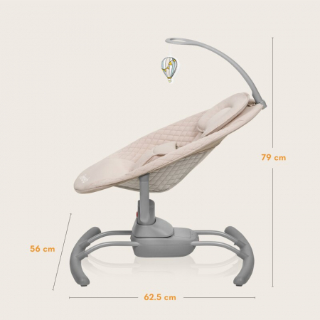 Leagan, Lionelo, Rio, Electric, Cu 3 viteze de leganare, Cu 8 melodii, Cu telecomanda, Cu husa detasabila, Cu perna detasabila, Centura in 3 puncte, Pana la 9 kg, Bej [7]