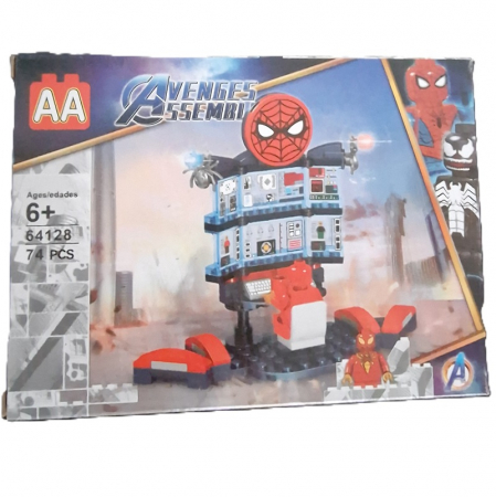 Seturi Constructie si Cuburi - Set de constructie tip Marvel Spider-man cu baza acestuia  ,74 pcs , 6 ani 