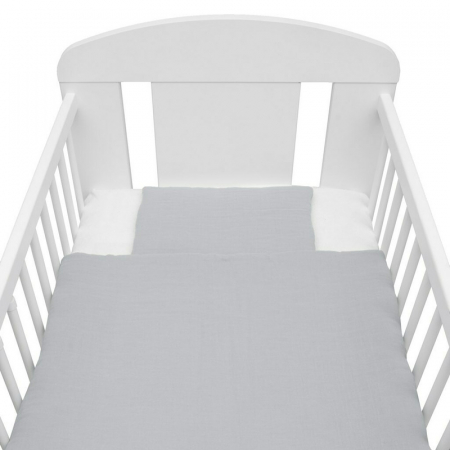 Lenjerie patut 2 piese, Din Muselina, Cu perna si pilota, 100x70 cm, Din materiale certificate Oeko Tex Standard 100, New Baby, Light Grey [1]