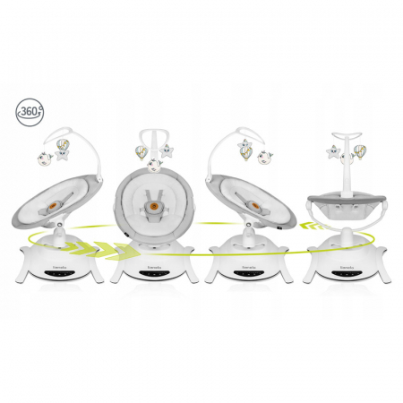 Lionelo - Balansoar multifunctional Bella, Electric, Scaun reglabil, Ecran tactil si telecomanda, 6 miscari unice, 5 viteze, Cu melodii, Gri [17]