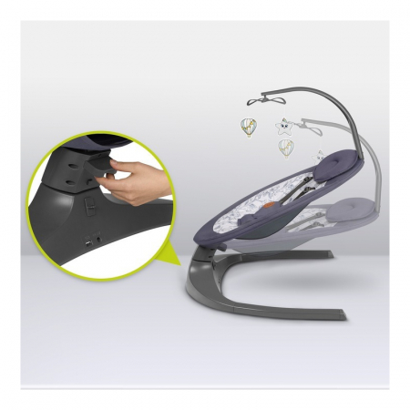 Lionelo - Balansoar si sezlong copii, Ralf, 2 in 1, Electric, Cu telecomanda si cablu USB, Cu miscare laterala de balansare si 5 niveluri diferite de viteza, Cu 12 melodii, Gri Grafit [9]