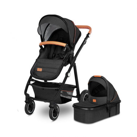 Carucioare 2 in 1 - Lionelo - Carucior Amber, 2 in 1, Cadru aluminiu, Cu landou intarit si salteluta moale, Reversibil, Maner ajustabil, Huse pentru picioare, ploaie, Plasa de tantari, Geanta parinti, Pana la 22 kg, EN18