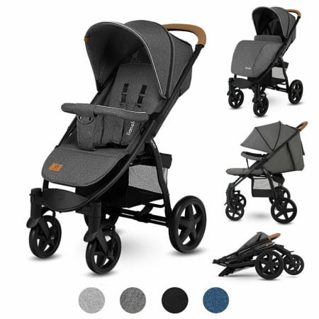 Lionelo - Carucior sport Annet Plus, De la nastere, Cu accesorii si capotina XXL reglabila, 0 - 22 Kg, Conform cu standardele europene de securitate EN1888-1 si EN1888-2, Gri Caramel [1]