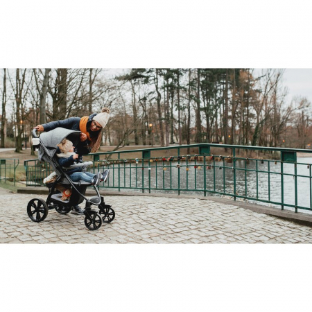 Lionelo - Carucior sport Annet Plus, De la nastere, Cu accesorii si capotina XXL reglabila, 0 - 22 Kg, Conform cu standardele europene de securitate EN1888-1 si EN1888-2, Negru [18]