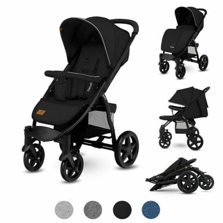Lionelo - Carucior sport Annet Plus, De la nastere, Cu accesorii si capotina XXL reglabila, 0 - 22 Kg, Conform cu standardele europene de securitate EN1888-1 si EN1888-2, Negru [1]