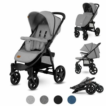 Lionelo - Carucior sport Annet Plus, De la nastere, Cu accesorii si capotina XXL reglabila, 0 - 22 Kg, Conform cu standardele europene de securitate EN1888-1 si EN1888-2, Gri [1]