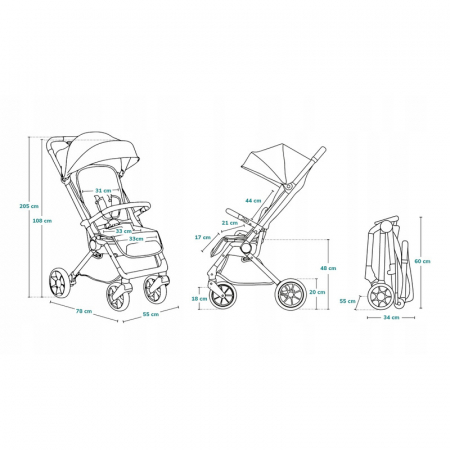 Lionelo - Carucior sport Cloe, De la nastere, Cu accesorii, Cadru din aluminiu, 0-22 kg, Usor, Pliabil cu o singura mana, Ideal pentru toate tipurile de suprafete, Gri [31]