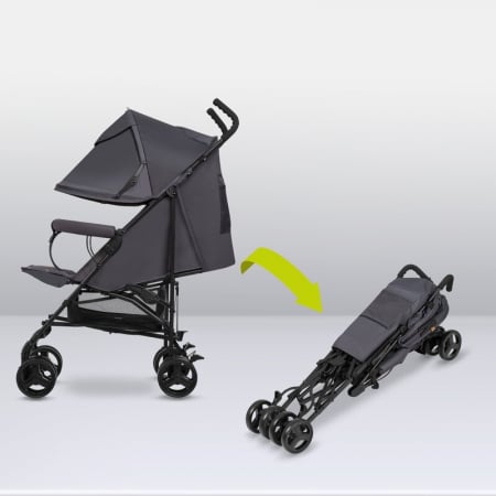 Lionelo - Carucior sport Elia, Cu husa de picioare, Cu plasa de tantari, Conform cu standardul european de securitate EN1888-1, Gri inchis [16]