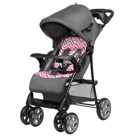 Lionelo - Carucior sport Emma Plus, Cu tavita, 2 Suporturi pentru pahar, Geanta accesorii, Conform cu standardul european de securitate EN1888-1, Pink Scandi [2]