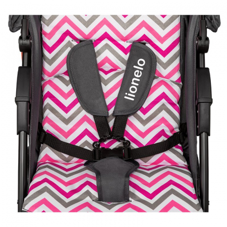 Lionelo - Carucior sport Emma Plus, Cu tavita, 2 Suporturi pentru pahar, Geanta accesorii, Conform cu standardul european de securitate EN1888-1, Pink Scandi [9]