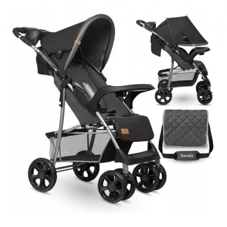 Lionelo - Carucior sport Emma Plus, Cu tavita, 2 Suporturi pentru pahar, Geanta accesorii, Conform cu standardul european de securitate EN1888-1, Stone [2]