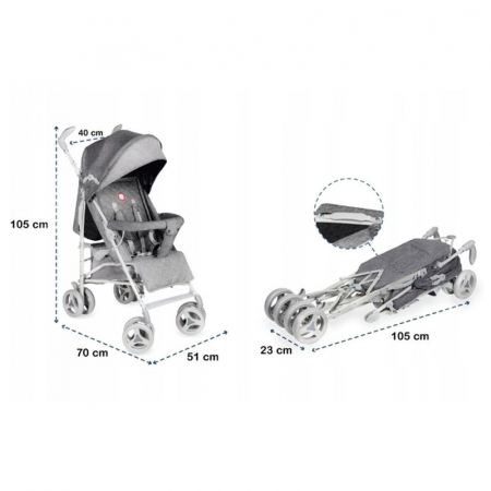 Lionelo - Carucior sport Irma, Cu husa de picioare, Cu plasa de tantari, Conform cu standardul european de securitate EN1888-1, Gri [36]
