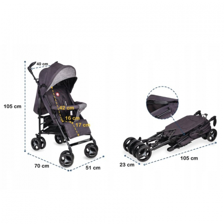 Lionelo - Carucior sport Irma, Cu husa de picioare, Cu plasa de tantari, Conform cu standardul european de securitate EN1888-1, Negru [34]