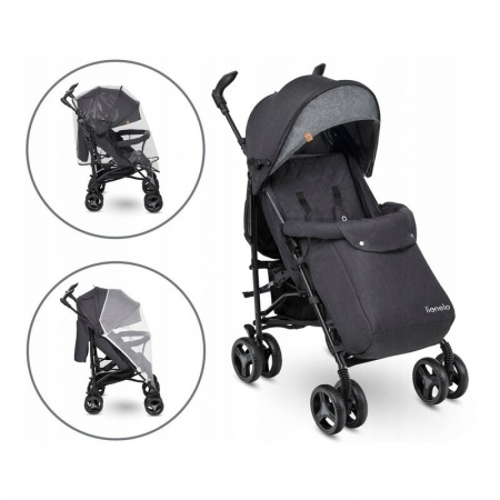 Lionelo - Carucior sport Irma, Cu husa de picioare, Cu plasa de tantari, Conform cu standardul european de securitate EN1888-1, Negru [3]