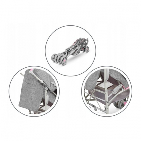 Lionelo - Carucior sport Irma, Cu husa de picioare, Cu plasa de tantari, Conform cu standardul european de securitate EN1888-1, Roz [16]