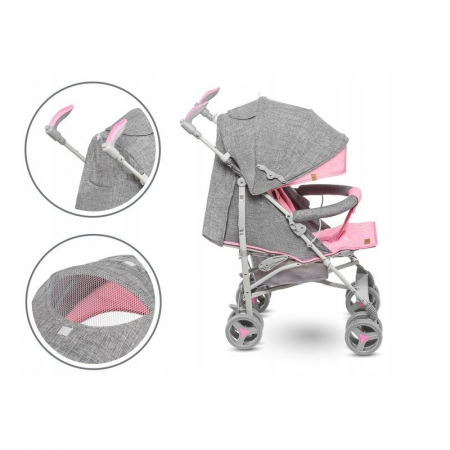 Lionelo - Carucior sport Irma, Cu husa de picioare, Cu plasa de tantari, Conform cu standardul european de securitate EN1888-1, Roz [13]