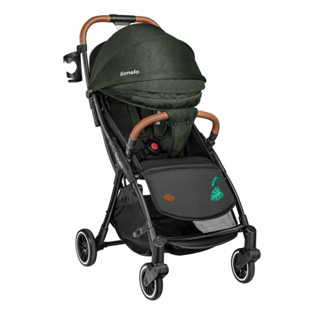 Lionelo - Carucior sport Julie One, De la nastere, Greutate redusa, Cu accesorii, Cadru din aluminiu, 0-22 kg, Conform cu standardele europene de securitate EN1888-1 si EN1888-2, Verde Tropical [24]