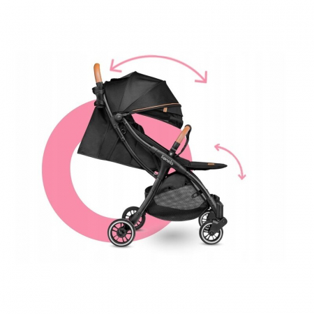 Lionelo - Carucior sport Julie One, De la nastere, Greutate redusa, Cu accesorii, Cadru din aluminiu, 0-22 kg, Conform cu standardele europene de securitate EN1888-1 si EN1888-2, Negru [26]