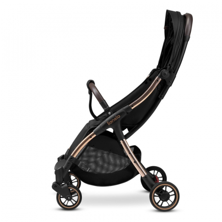 Lionelo - Carucior sport Julie One, De la nastere, Greutate redusa, Cu accesorii, Cadru din aluminiu, 0-22 kg, Conform cu standardele europene de securitate EN1888-1 si EN1888-2, Negru/Auriu [7]