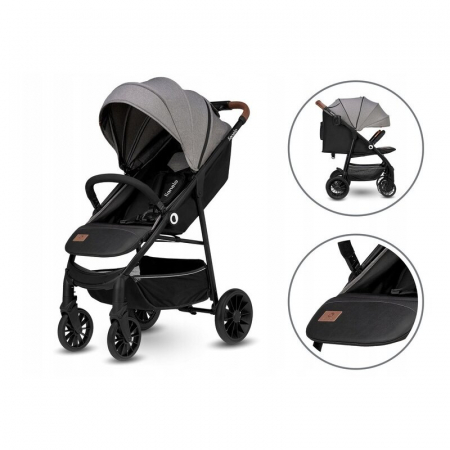 Lionelo - Carucior sport Zoey, De la nastere, Cu accesorii, Cadru din aluminiu, 0- 15 kg, Conform cu standardul european de securitate EN1888-1, Gri [4]