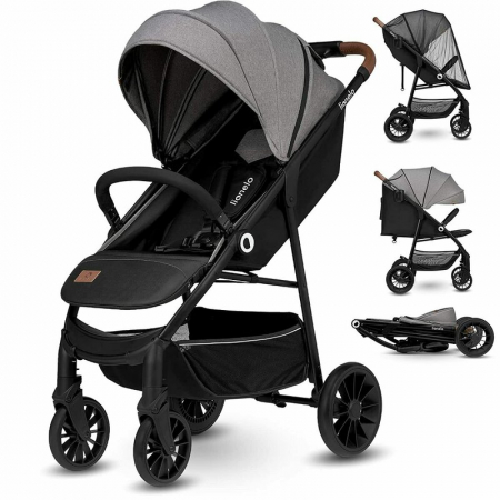 Lionelo - Carucior sport Zoey, De la nastere, Cu accesorii, Cadru din aluminiu, 0- 15 kg, Conform cu standardul european de securitate EN1888-1, Gri [1]