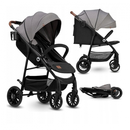 Lionelo - Carucior sport Zoey, De la nastere, Cu accesorii, Cadru din aluminiu, 0- 15 kg, Conform cu standardul european de securitate EN1888-1, Gri [2]