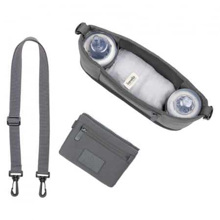 Lionelo - Geanta impermeabila pentru mamici si carucior, Little Cube, Cu 4 compartimente, Curea detasabila, Buzunar exterior detasabil, Gri [6]