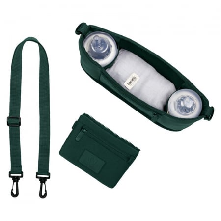 Lionelo - Geanta impermeabila pentru mamici si carucior, Little Cube, Cu 4 compartimente, Curea detasabila, Buzunar exterior detasabil, Verde [6]