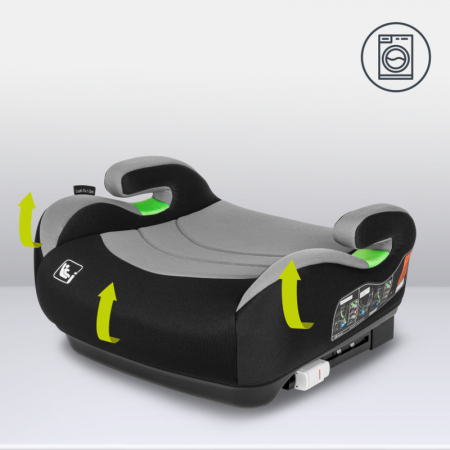 Lionelo - Inaltator auto, Luuk Fix, Instalare cu sistem Isofix si centura de prindere, Cu buzunar lateral si instructiuni, Cu husa detasabila, Conform standardului de securitate i-Size, Grupa de greut [2]