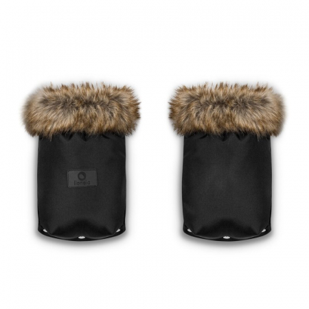 Lionelo - Manusi termice pentru carucior, Universale, Impermeabile, Interior din lana, Cu blana ecologica detasabila, Negru [4]